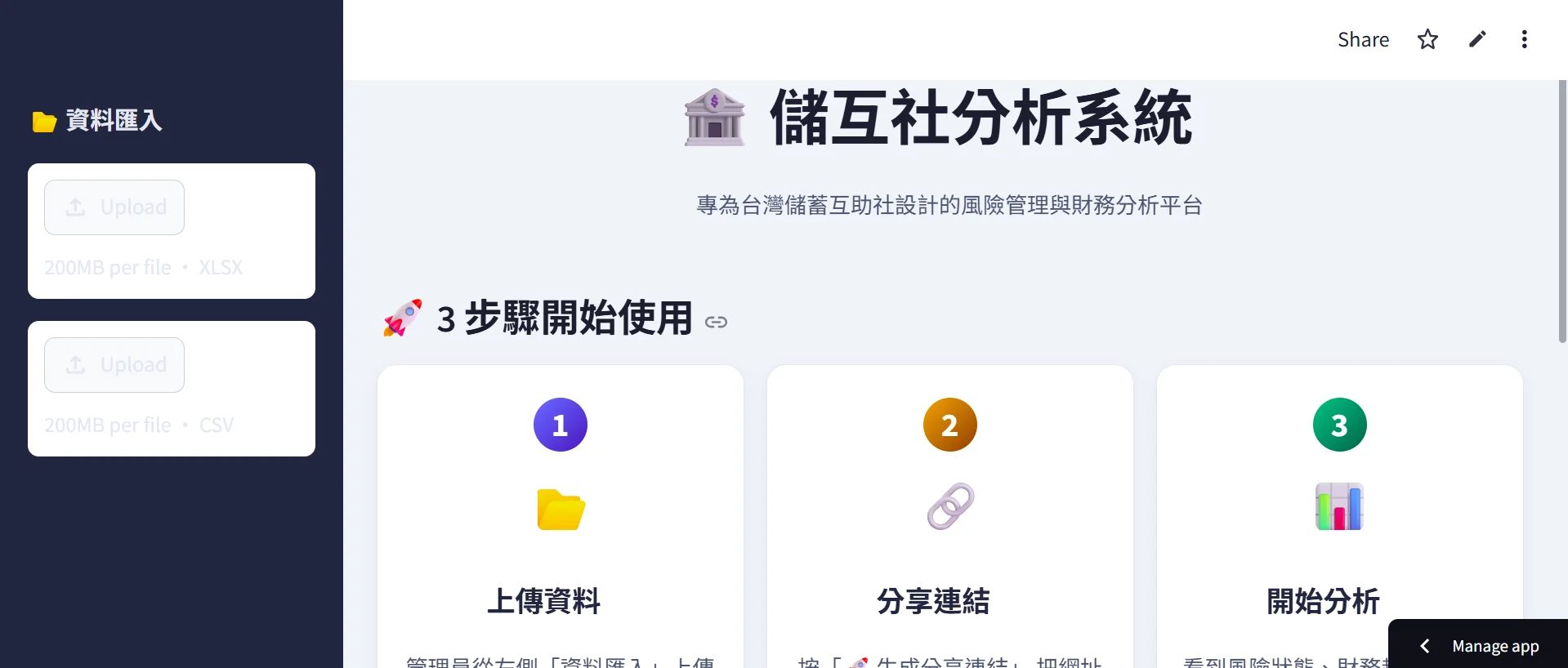 儲蓄互助社風險監控儀表板,顯示跨機構比較與趨勢追蹤